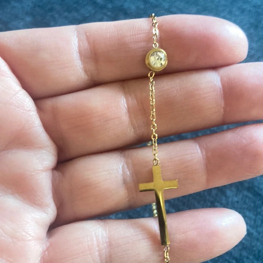 Cross Bracelet With Rhinestone - Picture 2 of 2